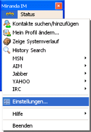 So ruft man die Einstellungen in Miranda auf