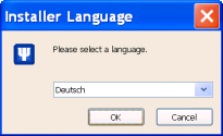Wahl der Sprache des Installations-Assistenten