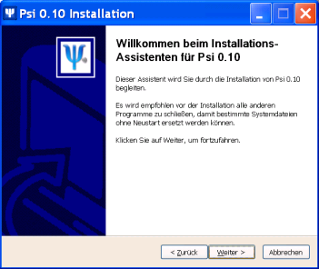 Herzlich Willkommen bei Installations-Assistenten