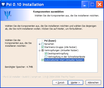 Auswahl der Komponenten