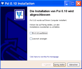 Ende der Installation