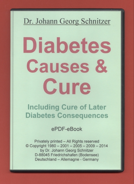 Diabetes Causes & Cure, book how to cure diabetes type I and II including their later consequences