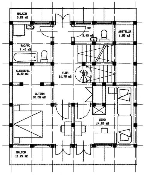 Einfamilienhaus im Landhausstil, Grundriss Obergeschoss